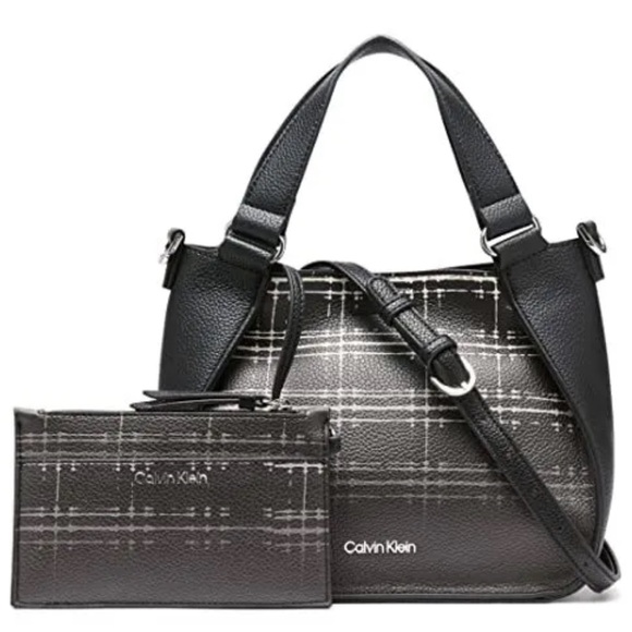 Calvin Klein Handbags - Calvin Klein Estelle Novelty Crossbody Black/White Plaid